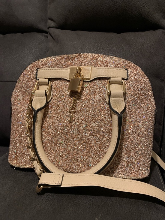 Aldo Handbags - Aldo Glitter Dome Mini Bag in Beige with Gold Hardware